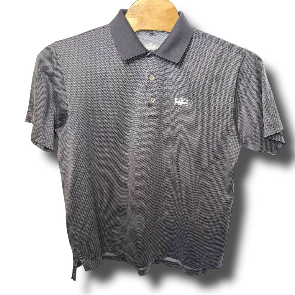 Peter Millar‎ XL Crown Big Logo Knit Polo Short Sleeve Golf Grey Men Shirt